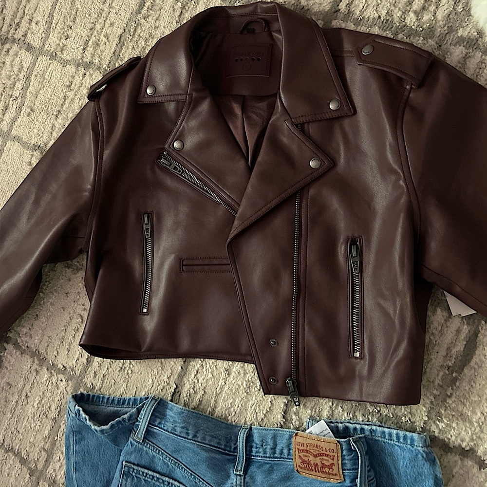 BLANKNYC dark red/ brown leather jacket size large